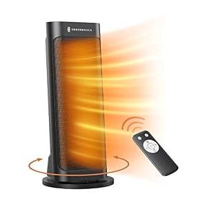 Space Heater, TaoTronics PTC 1500W Fast Quiet Heating Ceramic Tower Heater Oscillating Portable Heater with Remote Control for Indoor Use Thermostat ECO Mode 12H Timer LED Display, Black, Large