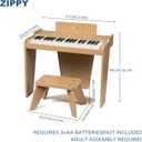 ZIPPY Kids Piano Keyboard, 37 Keys Digital Piano for Kids, Touch Sensitive Control Panel, Built-in Songs, Volume Adjustable, Music Educational Instrument, Wood Piano for 3+ Girls and Boys (Oak Plus), 22.4 x 12.6 x 18.1 inches