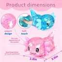 2pack Glitter Axolotls Squishies Toy, Axolotls Stress Relief Toy,Soft Squeeze Sensory Fidget Gadget for Teen & Adult, Office Desk Decor, Party Favors (Blue+Pink)