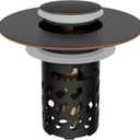 iFealClear All Metal Bathroom Sink Stopper, Pop Up Sink Drain Strainer with Removable Stainless Steel Filter Basket, Universal for 1.1"-2.36" Sink, Brass Bounce Core, Hair Catcher, Oil Rubbed Bronze