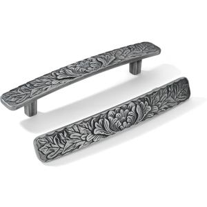 6 Pack 4 inch Brushed Satin Pewter zinc Alloy Hardware European-Style Cabinet Drawer Handle is Suitable for Sideboard, Jewelry Box, Kitchen and Bathroom Furniture to Enhance the Home Style