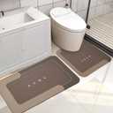 2PCS Absorbent Bath Mat Magic Rug Sets, Quick Drying Bath Mat Non-Slip Floor Rug Rubber Backed for Bathroom Kitchen Shower Sink, Water Absorbent (19.7''x23.6''+19.7''x31.9'', Brown)