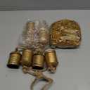 Suncalla 2 Pcs Christmas Cow Bells with 8 Pcs Khaki Velvet Christmas Bows Vintage Gold Bell Decorations with Velvet Ribbon Bows for Xmas Tree Wall Home Wedding Wreath Garland Staircase Indoor Outdoor