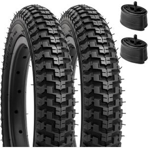 YUNSCM 2-PCS 12.5" Kid Bike Tires 12  x 2  (57-203) and 12.5" Heavy Duty Bike Tubes Schrader Valve Compatible with 12.5 x 2.25 12 1/2 x 2 1/4 Bike Bicycle Tires and Tubes (Y-558)