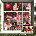 2 x 9 Sheets Valentines Day Window Clings Decor: Double-Sided Gnome Window Stickers, Cute Heart & Love Static Cling Decals, Reusable Valentine Decorations for Home School Office Party and Store