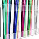 Magnetic Straw Holder Acrylic for Cabinet Reusable Organizer Dispenser 5-Grid Straw Rack Transparent Comes with 4 Double-Sided Tapes and 15 Classification Label Stickers