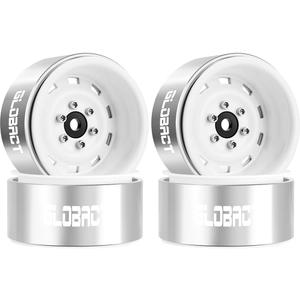 GLOBACT 1.9 Beadlock Wheels RC Wheel Hub for 1/10 TRX4 TRX6 Axial SCX10 I II III Pro Redcat RC Crawler Upgrade Accessories (4Pcs White)