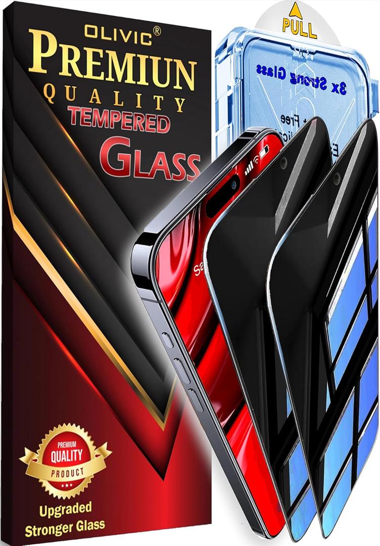 Privacy Screen Protector Compatible with iPhone 17 Pro Max (2 Pack), Tempered Glass, 3X Stronger, Super Privacy, Edge-to-Edge Coverage, HD Clear, Anti-Scratch, Anti-Fingerprint