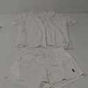 2 Piece, White Lace Short Sleeve Shirt and Shorts, Large