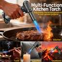 Butane Torch, Butane Refillable Kitchen Cooking Torch, Torch Lighter with Safety Lock And Adjustable Flame For BBQ, Baking, Brulee Creme, Crafts and Soldering(Butane Gas Not Included) (Silver)