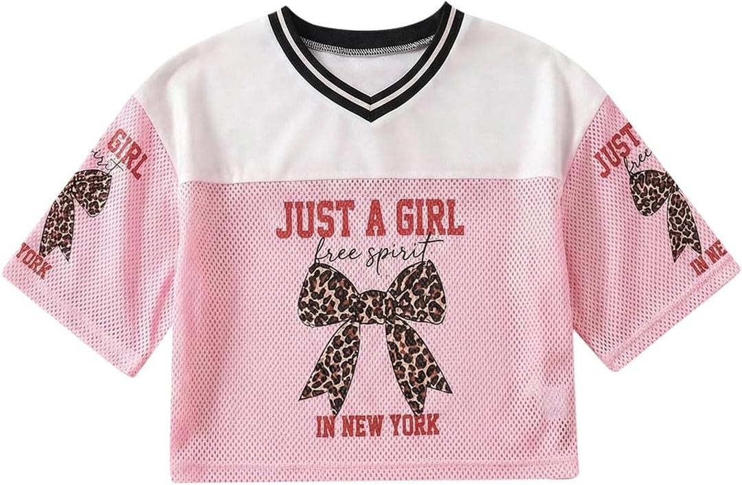 RoseSeek Girl's Jersey Shirts Number Graphic Tees Half Sleeve Hip Hop Y2k Crop Tops Football Jersey (White)