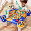 Magnetic Fishing Game Toys Kids 3-5, Including 48 Fishes and 8 Fishing Poles Rotating Board Game with Music, Party Game Toys for Kids Age 3 4 5 6 7 8 and Up (Blue)