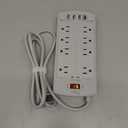 Surge Protector Power Strip - Nuetsa Flat Plug Extension Cord with 8 Outlets and 4 USB Ports, 6 Feet Power Cord (1625W/13A), 2700 Joules, ETL Listed, Grey