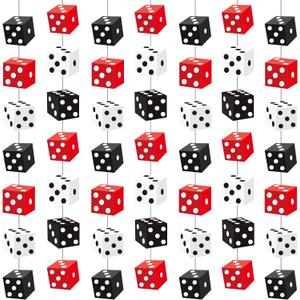 Xinnun Casino Dice Party Decorations Red Black White Dice Hanging Banners Garland Night Las Vegas Theme Cutouts Ribbon Streamers for Vegas Casino Prom Birthday Homies Party Games Decor Supplies