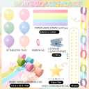 Gleebixi Pastel Birthday Party Decorations Kit with 492ft Crepe Paper Streamers, 300 Sheets Paper Chain Strips, 78.6ft Gold Star Garland and 30Pcs 12" Pastel Balloons for Hanging Decor