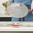 Splatter Guard for Frying Pan & Food Strainer and Universal Cookware 13" - Stops Hot Oil Splash - RED Handle - Splatter Screen for Cooking - Alpha Living