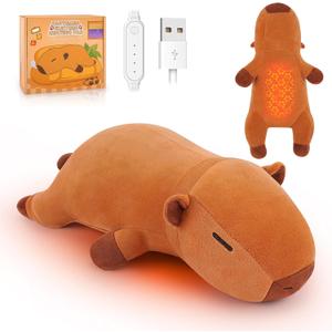Capybara Heating Pad for Cramps & Menstrual Pain Relief, Cute Stuffed Animal Electric Heating Pad, USB Powered Heated Stuffed Animals,14''Portable Plush for Neck/Back/Shoulder, Gift for Women Wife Girls
