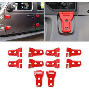 10PCS Door Hinge Cover & Hood Hinge Cover Trim Exterior Accessories for 2018-2024 Jeep Wrangler JLU Gladiator JT 4-Door (Red)