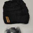 QUEENFUR Women Knit Slouchy Beanie Chunky Baggy Hat with Faux Fur Pompom Winter Soft Warm Ski Cap (A2-black)