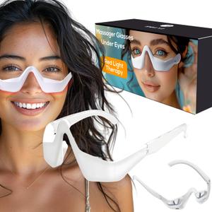 Under Eye Red Light Therapy Glasses & Eye Massager Glasses - Reduce Dark Circles, Puffiness, Wrinkles & Eye Strain Relief Under Eye Red Light Therapy Device