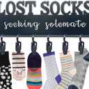 Lost Socks Laundry Sign, Farmhouse Laundry Room Decor and Accessories, Metal Laundry Room Organization with 6 Clips, Lost Sock Sign Wall Decor,13.44.5 inches, Black