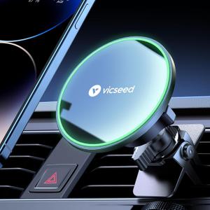 VICSEED for MagSafe Car Mount [Upgraded Strongest Magnet Power] Magnetic Phone Holder for Car Vent 360 Adjustable Magnetic Car Phone Holder Mount for iPhone 16 Pro Max 15 14 13 12 Plus Mini (Fashion Black)