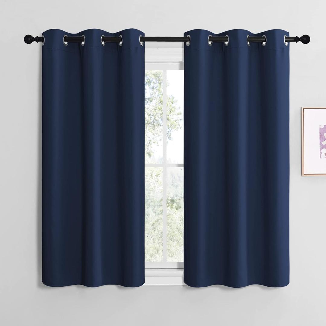 NICETOWN Blackout Curtain Panels, Window Treatment Energy Saving Thermal Insulated Solid Grommet Blackout Drapes/Draperies (Navy, 1 Pair, 42 by 50-inch)