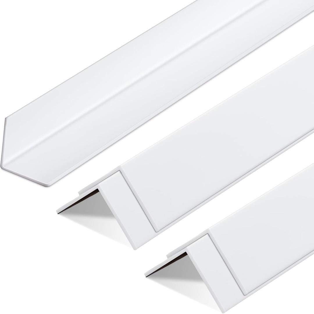 Sasylvia 5 Pcs Wall Corner Protector Guards, Vinyl 3/4 x 48 Inches Corner Trim Molding, Avoid Scratching Scuffs, Ease Install and Cleaning for Door Countertop Furniture Cabinet Protection, White