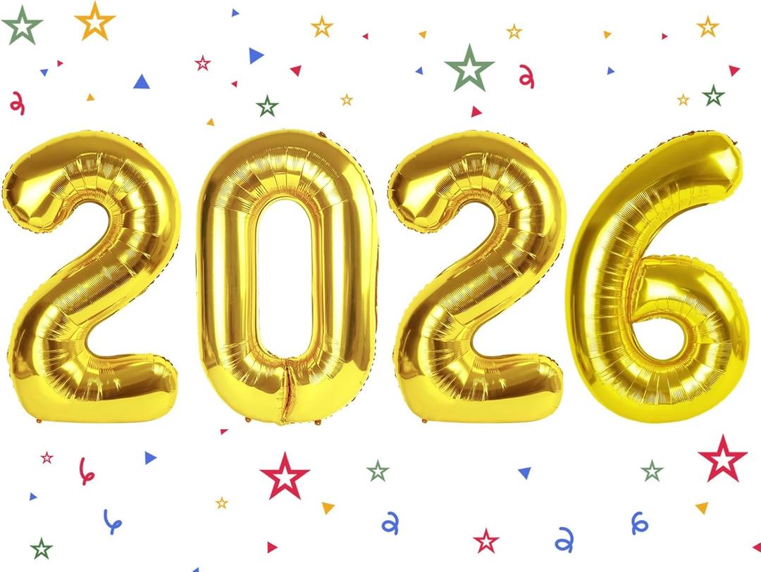 2026 Balloon - Gold Birthday Number Balloons, 40 Inch Large Foil Balloons for Men Women Boys Girls Gold Themed Birthday DecorationsNumber 2026 Balloon class of 2026 decorations, graduation decor