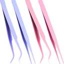 Tweezers for Crafting, 4 Pcs Stainless Steel Sticker Tweezers Kit Multipurpose Straight and Curved Tip Tweezers Small Jewelry Making Tools for DIY Intricate Projects, Cardmaking, Scrapbooking, Model