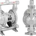 Air Operated Double Diaphragm Pump 1-1/2 inch Inlet & Outlet, 44GPM, Max 115PSI Air Waste Oil Pneumatic Transfer Pump with 2 Extra Diaphragms,Air Diaphragm Pump Aluminum Alloy, QBK_40L