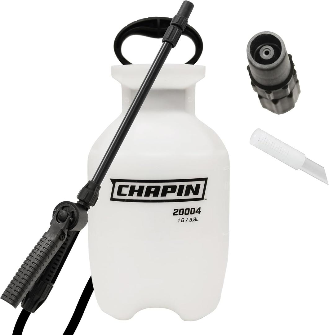 Chapin 20004 Pump Sprayer, 1Gallon SureSpray Translucent Tank with an Easy Fill FunnelTop Opening, Adjustable Cone Nozzle & 34" Long Reach Hose, Used for Fertilizer, Pesticides, Weeds & Pests