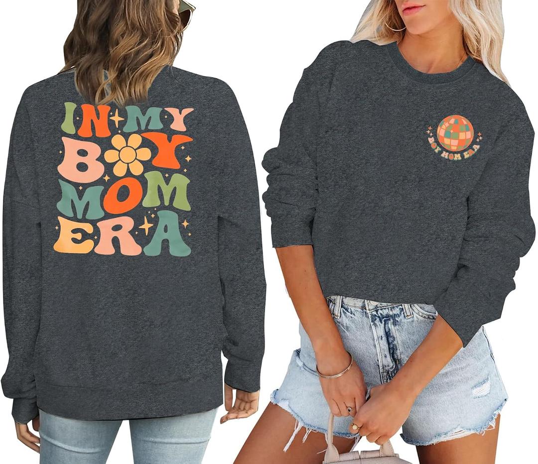 EGELEXY Mom Sweatshirts Women Boy Mom Shirts Mama Crewneck Clothes Casual Moms Long Sleeve Pullover (XXL)