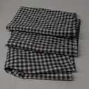 No. 918 Parkham Farmhouse Plaid Semi-Sheer Rod Pocket Kitchen Curtain Valance and Tiers Set, 54" x 24", Black/White