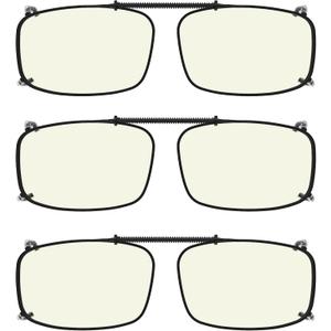 Eyekepper 3-pack Polarized Clip on Sunglasses With Spring Draw Bar Grey/Brown/Green Lens 54 * 34MM (3pc-blue Light Blocking Glasses)