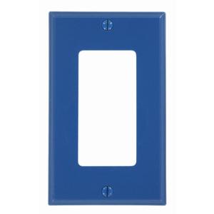 Pack Of 2 Leviton 1-Gang Decora/GFCI Device Wallplate, Standard Size, Thermoplastic Nylon, Device Mount, 80401-NB, Blue