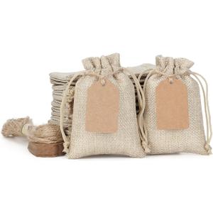 Tapleap Burlap Bags with Drawstring, 3x4 Inches Burlap Favor Sack (Lot of 50) for Wrapping Favors or Gifts, Birthday, Wedding, Party or Household Use