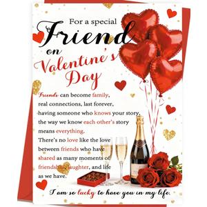 2 x Asmallgf Happy Valentine’s Day Card for Special Friend，Valentines Day Decorations Gifts for Him Her