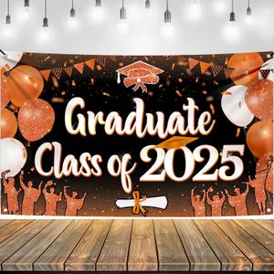 KatchOn, Graduate Class of 2025 Graduation Banner - XtraLarge 72x44 Inch | Orange Graduation Backdrop 2025 for 2025 Graduation Party Decorations Orange and Black | Graduation Decorations Class of 2025