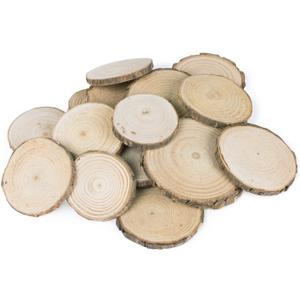 Super Z Outlet Mini Assorted Size Natural Color Tree Bark Wood Slices Round Log Discs for Arts & Crafts, Home Hanging Decorations, Event Ornaments (5-8cm, 20pcs)