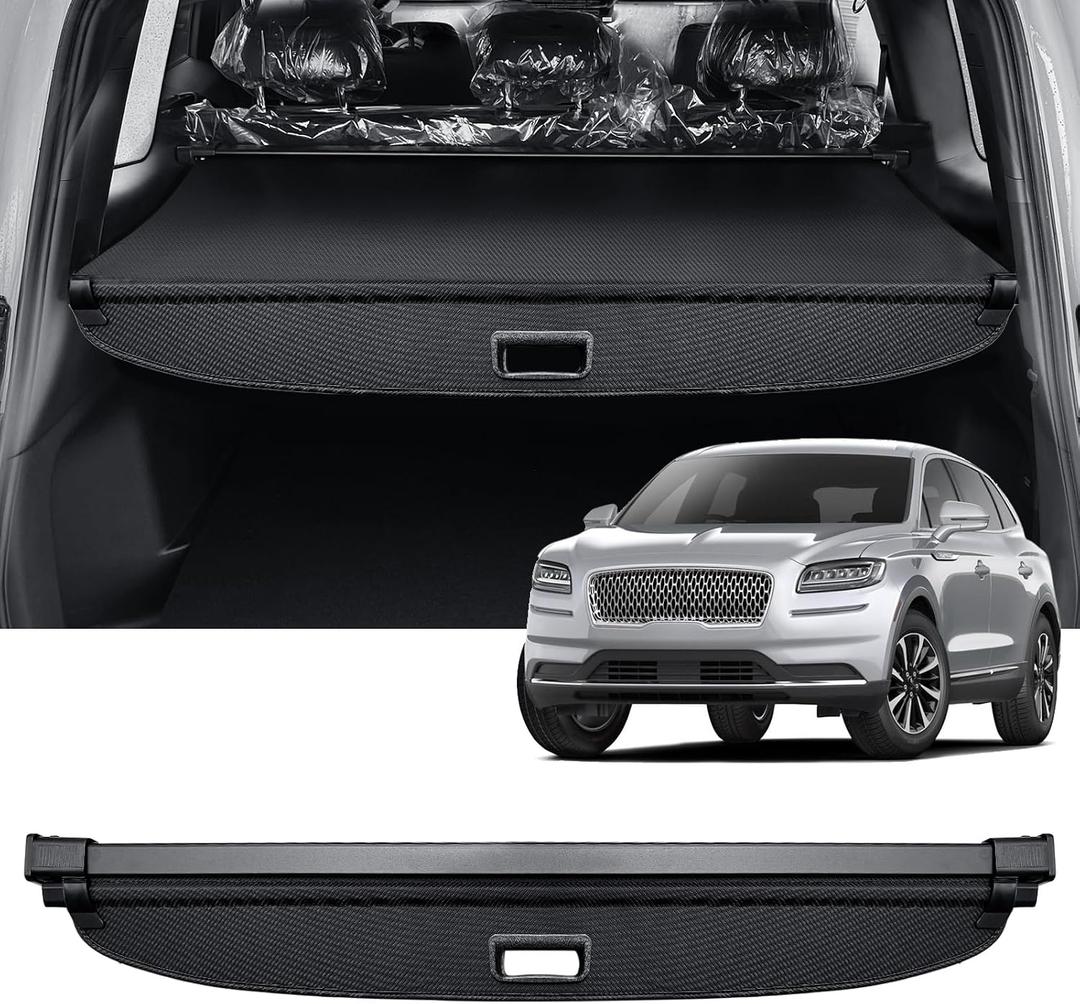 AUXKO Retractable Cargo Cover for Lincoln MKX 2018-2016, Trunk Cargo Cover Luggage Security Shade Cover for Lincoln Nautilus 2023-2019 Shielding Shade Anti-Peeping Luggage Privacy Screen, Carbon Fiber