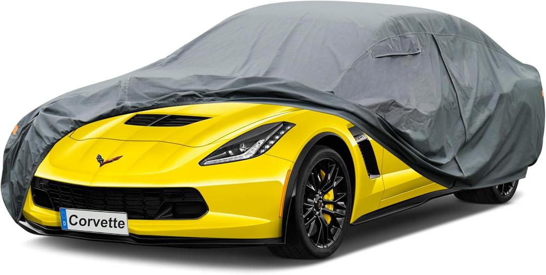 GUNHYI Premium Car Cover Custom Fit Chevy Corvette C4/C5/C7/C8 Coupe Convertible Targa, 16 Layers Heavy Duty Car Cover Waterproof All Weather with Zipper Door for Sun Rain Snow Dust Uv Protection