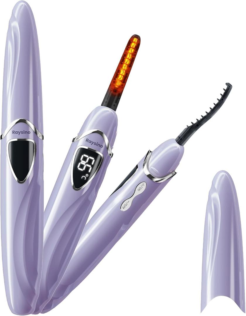 Heated Eyelash Curler, S600 Rechargeable Heated lash Culer, Eyelash Curer Heated in 8s for 24 Hs Long Lasting Natural Makeup (Lilac/Silver, 148MM)
