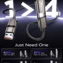 USB C Cable Fast Charging 60W 2Pack iPhone Charger Cable 10FT, [Apple MFi Certified] USB to USBC to Lightning Cable 4 in 1 Charging Cable with Type C/USB A for iPhone 17/16/15/14/13/12/iPad/Android