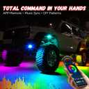 Five-Sided RGB Rock Lights - 4 Pods Multicolor Glow App/Remote Control, Music Sync, Brake Turn Signals, Easy Dual Wiring, Wheel Well Lights Underglow Kit Compatible for Car Trucks Jeep SUV UTV ATV