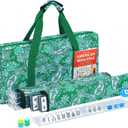 American Mahjong Tile Set, 166 White Tiles Mahjong Set, 4 Transparent All-in-One Rack/Pushers, Travel Game Set with Green Printed Carrying Bag
