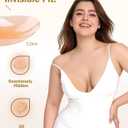 Push Up Sticky Bra, Invisible Adhesive Nipple Covers with Lift Tape (2 Pairs) (Beige)
