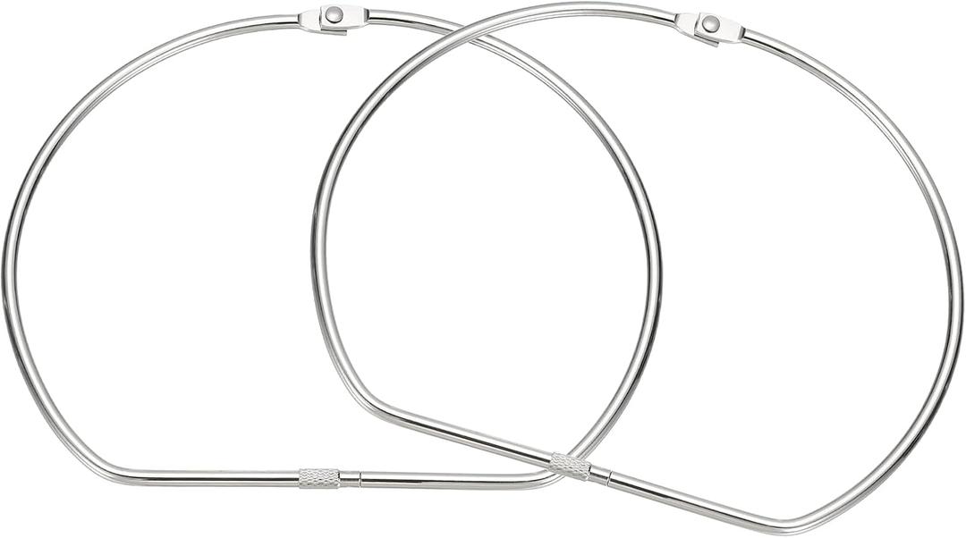 PATIKIL 2 Pcs D Shape Binder Ring, 7.2 Inch Loose Leaf Book Binder Metal Rings Washi Tape Organizer for Index Card Home Office Key Photos DIY Paper Receipts Storage Craft Supplies