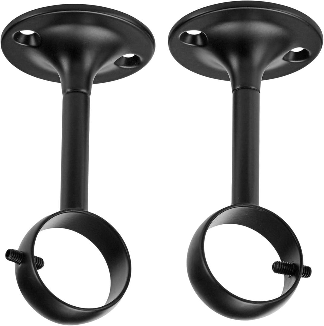 Amazon Basics Curtain Rod Ceiling-Mount Bracket for Room Divider, Set of 2, Black