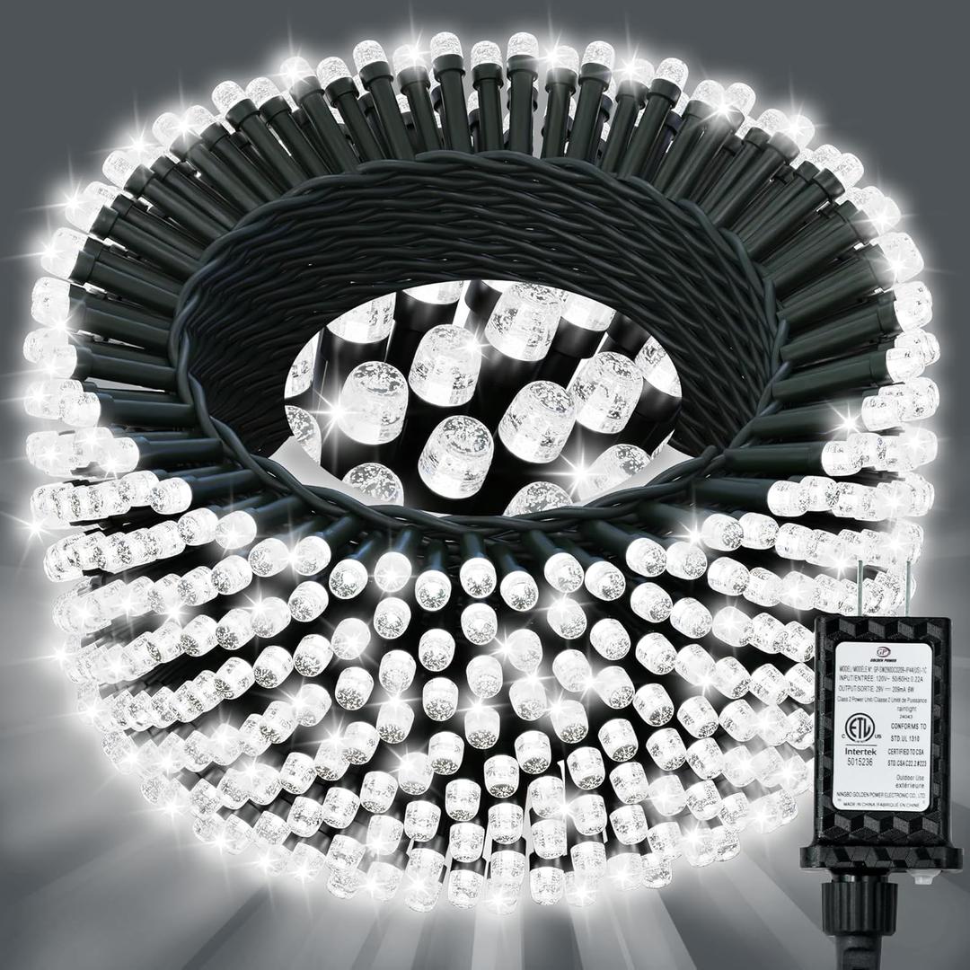 JACKYLED Outdoor String Lights Waterproof, 178FT 500 LED Plug in Christmas Light with 8 Modes, Fairy String Lights for Xmas Tree Halloween Holiday Party Garden Yard House Decoration, Cool White